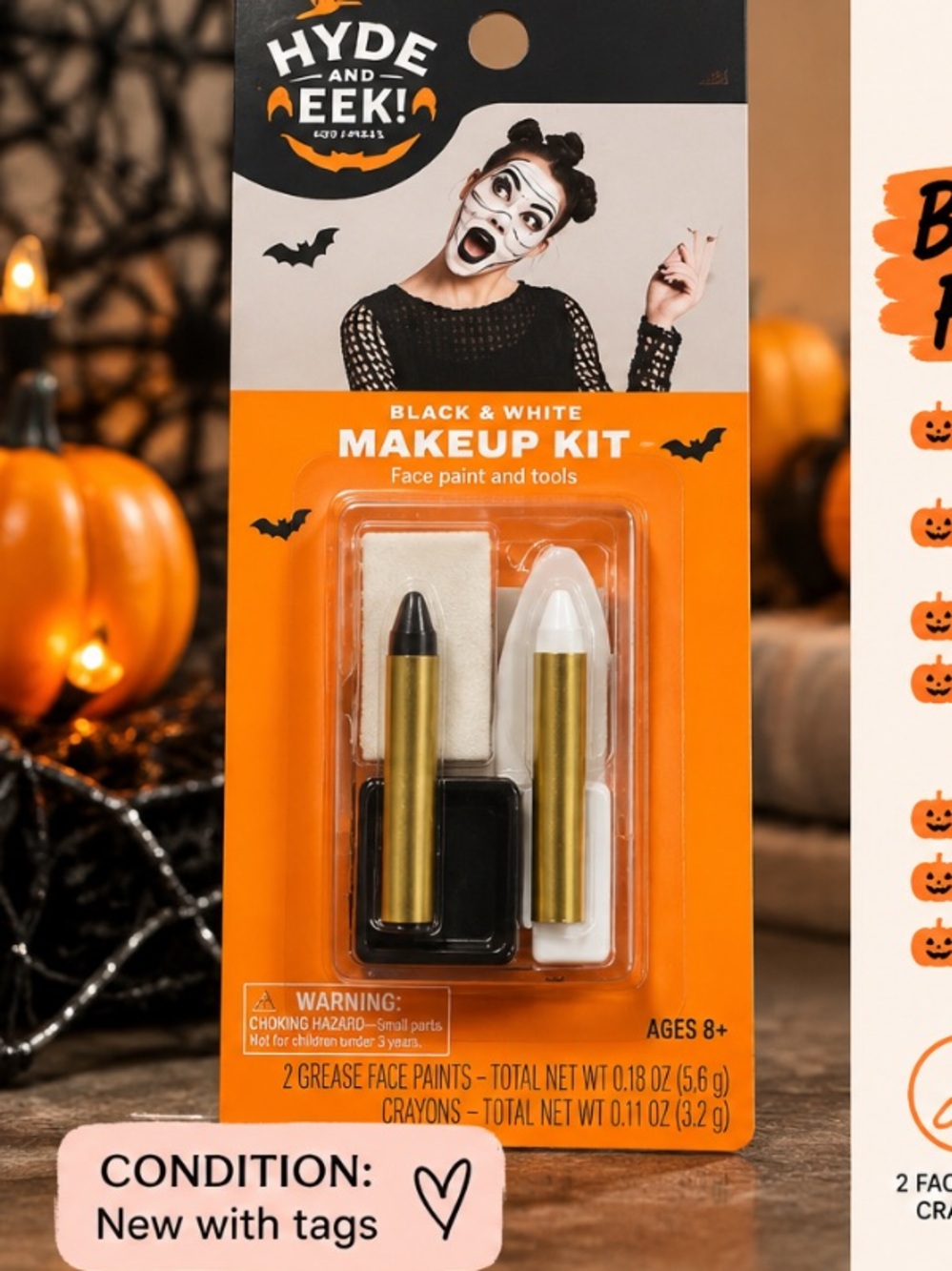 Hyde & EEK! Black & White Halloween Face Paint Makeup Kit NWT